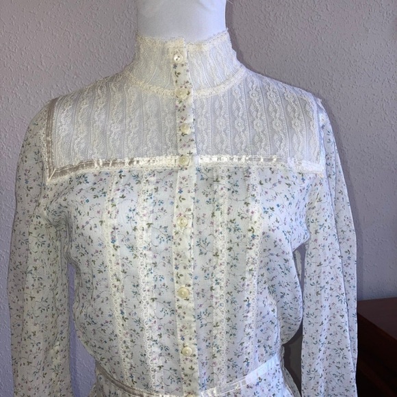 Gunne Sax Sheer White Floral Dress - Picture 2 of 6